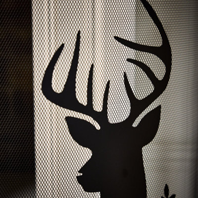 Traditional Highland Fireplace Guard Stag Head Fire Screen Guard (H) 68cm x (W) 53cm - 3