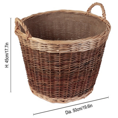Traditional Large Fireside Wicker Firewood Logs Storage Basket with Lining - 5