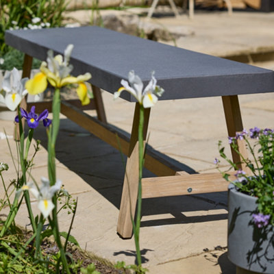 Traditional Large Grey Outdoor Garden Bench - 3