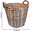 Traditional Large Round Lined Wicker Fireside Logs Storage Basket