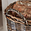 Traditional Large Round Lined Wicker Fireside Logs Storage Basket