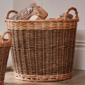 Traditional Large Wicker Logs Storage Basket with Lining