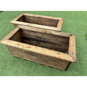 Traditional Large Wooden Trough Planter x 2