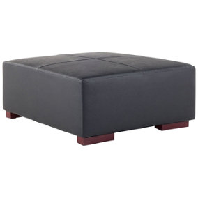Traditional Leather Ottoman Black LUNGO