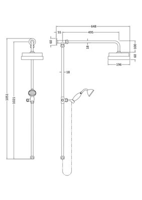 Traditional Luxury Rigid Riser Shower Kit with Fixed Head & Handset - Outlet Elbow Not Included - Chrome/White - Balterley