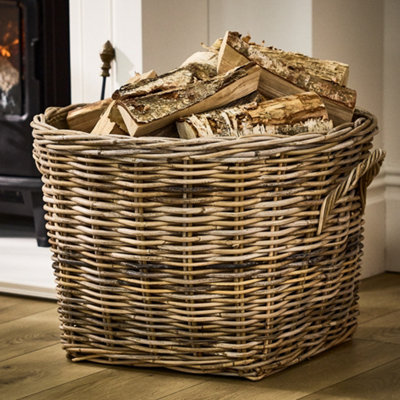 Traditional Manor House Giant Firewood Log Storage Basket