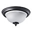 Traditional Matt Black IP44 Bathroom Ceiling Light Fitting with Frosted Glass