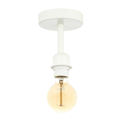 Traditional Matt White Ceiling Light Fitting for Industrial Style Light Bulbs