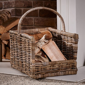 Traditional Medium Rattan Open Ended Logs Storage Basket