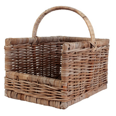 Traditional Medium Rattan Open Ended Logs Storage Basket