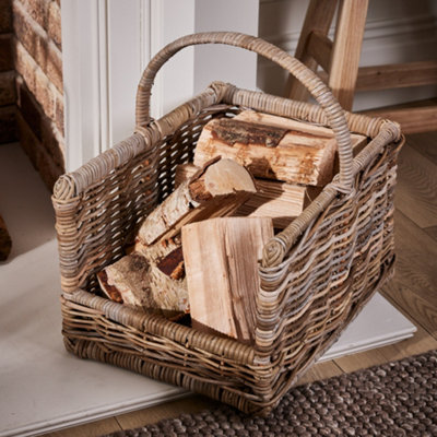 Traditional Medium Rattan Open Ended Logs Storage Basket