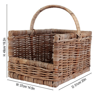 Traditional Medium Rattan Open Ended Logs Storage Basket - 8