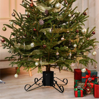 Traditional Metal Scroll Leg Christmas Tree Stand Black Large for Real ...