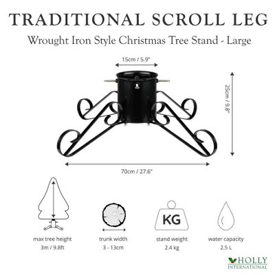 Traditional Metal Scroll Leg Christmas Tree Stand Gold Large for Real ...