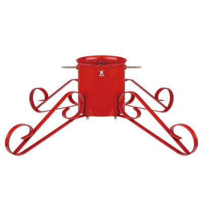 Traditional Metal Scroll Leg Christmas Tree Stand Red Large for Real ...