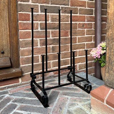Set of 2 Black Metal Pipe Hanging Shoe and Boot Rack Shelves, Wall