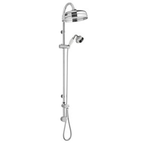 Traditional Minimal Rigid Riser Shower Kit with Fixed Head & Handset - Outlet Elbow Not Included - Chrome/White - Balterley