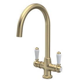 Traditional Mono Mixer Kitchen Tap with Lever Handles - Brushed Brass - Balterley