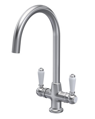 Traditional Mono Mixer Kitchen Tap with Lever Handles - Brushed Nickel - Balterley