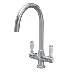 Traditional Mono Mixer Kitchen Tap with Lever Handles - Brushed Nickel - Balterley