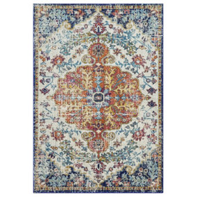 Traditional Multi Rug, Floral Bedroom Rug, Stain Resistant Rug for Dining Room, Traditional Rug-120cm X 170cm