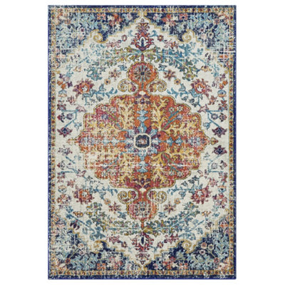 Traditional Multi Rug, Floral Bedroom Rug, Stain Resistant Rug for ...