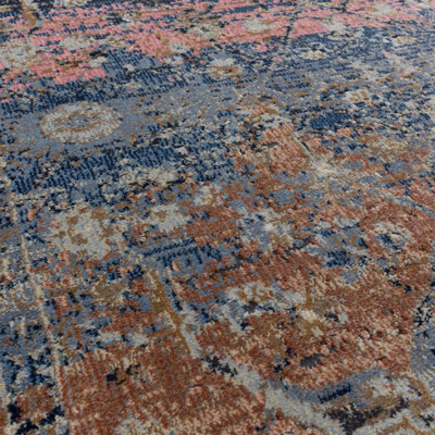 Traditional MultiColoured Persian Floral Geometric Easy To Clean Rug For Dining Room Bedroom & Living Room-195cm X 290cm