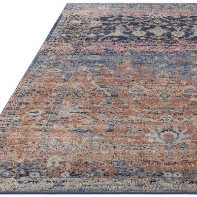 Traditional MultiColoured Persian Floral Geometric Easy To Clean Rug For Dining Room Bedroom & Living Room-195cm X 290cm