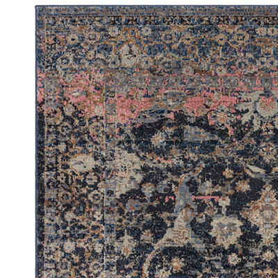 Traditional MultiColoured Persian Floral Geometric Easy To Clean Rug For Dining Room Bedroom & Living Room-195cm X 290cm