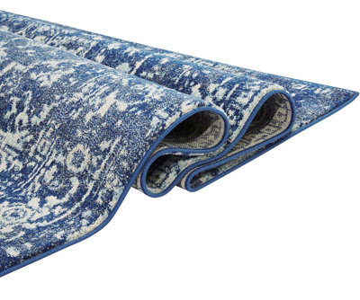 Traditional Navy Rug, Floral Rug for Bedroom, & Dining Room, Easy to ...
