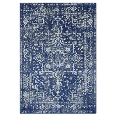 Traditional Navy Rug, Floral Rug for Bedroom, & Dining Room, Easy to Clean Traditional Rug, Navy Rug-200cm X 290cm