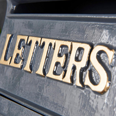 Traditional Old Style Grey Letter Post Box Wall Mounted Lockable