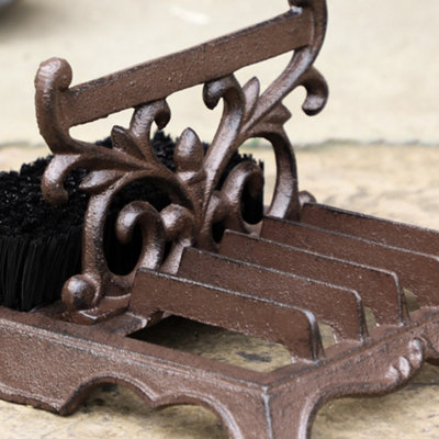 Traditional Ornate Cast Iron Outdoor Garden Boot Brush Scraper