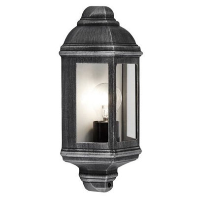 Traditional Outdoor Black/Silver Cast Aluminium Flush Wall Lantern Light Fitting