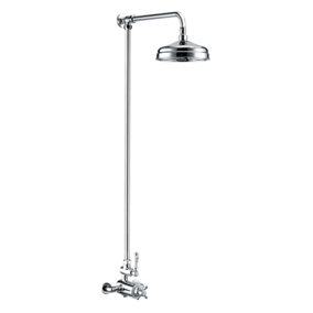 Traditional Overhead Thermostatic Rigid Riser Shower Kit with Single Fixed Head - Chrome