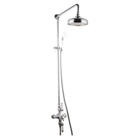 Traditional Overhead Thermostatic Rigid Riser Shower Kit with Twin Head - Chrome