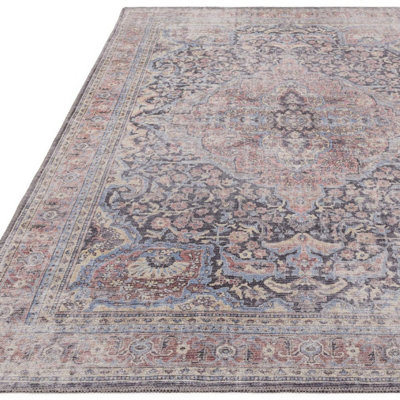 Traditional Persian Abstract Bordered Floral Easy to clean Rug for Dining Room Bed Room and Living Room-160cm X 230cm