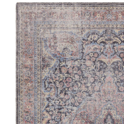 Traditional Persian Abstract Bordered Floral Easy to clean Rug for Dining Room Bed Room and Living Room-160cm X 230cm