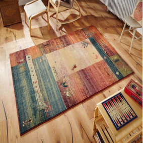Traditional Persian Abstract Easy to Clean Multicoloured Oriental Rug for Dining Room-120cm X 180cm