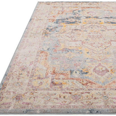 Traditional Persian Bordered Abstract Floral Easy to clean Rug for Dining Room-160cm X 230cm - 3