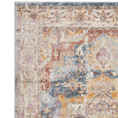 Traditional Persian Bordered Abstract Floral Easy to clean Rug for Dining Room-160cm X 230cm - 4