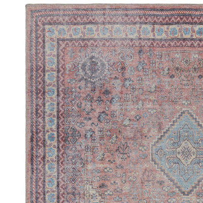 Traditional Persian Bordered Abstract Floral Easy to clean Rug for Dining Room Bed Room and Living Room-120cm X 170cm