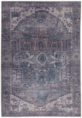 TRADITIONAL PERSIAN BORDERED ABSTRACT FLORAL EASY TO CLEAN RUG FOR ...