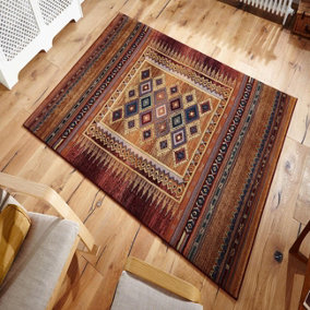 Traditional Persian Easy to Clean Abstract Striped Oriental Rug for Dining Room-120cm X 180cm