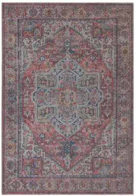 Traditional Persian Floral Abstract Bordered Easy to clean Rug for Dining Room Bed Room and Living Room-120cm X 170cm