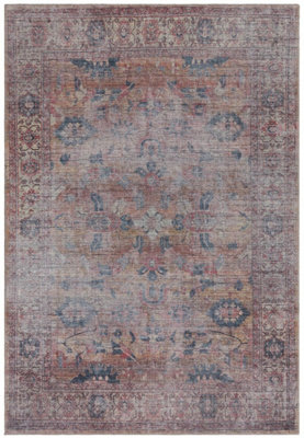 Traditional Persian Floral Abstract Bordered Easy to clean Rug for Dining Room Bed Room and Living Room-160cm X 230cm