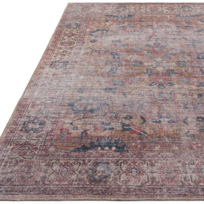 Traditional Persian Floral Abstract Bordered Easy to clean Rug for Dining Room Bed Room and Living Room-160cm X 230cm