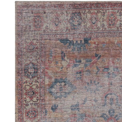 Traditional Persian Floral Abstract Bordered Easy to clean Rug for Dining Room Bed Room and Living Room-160cm X 230cm