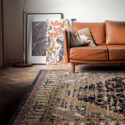 Traditional Persian Floral Bordered  Easy to clean Rug for Dining Room Bed Room and Living Room-195cm X 290cm