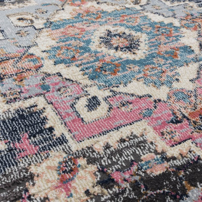 Traditional Persian Floral Bordered  Easy to clean Rug for Dining Room Bed Room and Living Room-195cm X 290cm